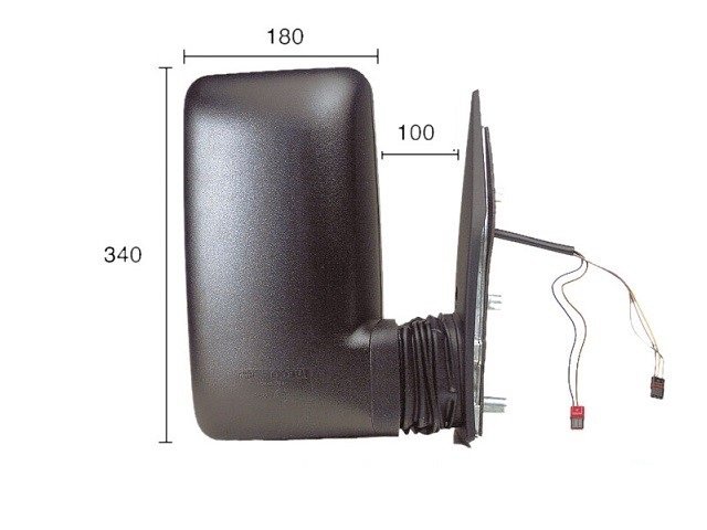 Retrovisor derecho eléctrico, térmico Corto IVECO DAILY Completo, con carcasa negra, cristal superior convexo y cristal inferior (ángulo muerto). Ajuste interior eléctrico, térmico. Brazo corto, dimensiones 100mmX340mmX180mm.  pour IVECO DAILY Retrovisor derecho eléctrico, térmico Corto IVECO DAILY Completo, con carcasa negra, cristal superior convexo y cristal inferior (ángulo muerto). Ajuste interior eléctrico, térmico. Brazo corto, dimensiones 100mmX340mmX180mm.  pour IVECO DAILY