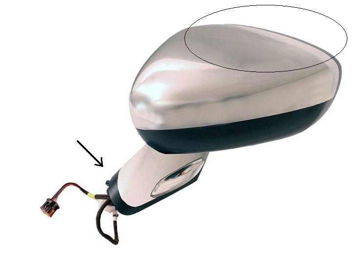 Acceder a la pieza Retrovisor izquierdo eléctrico, térmico, abatible cromado + piloto + cortesia + memoria [Ondulado]