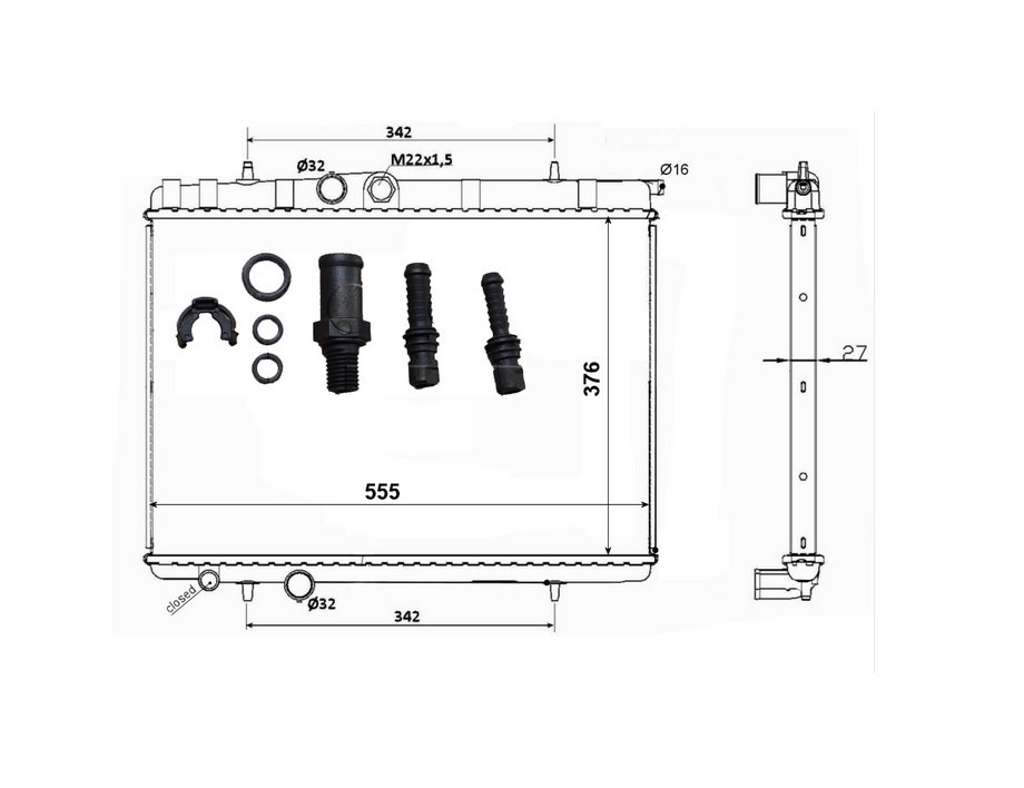 Radiador 2,0L / 1,9L / 1,6L / 1,4L / 1,1L PEUGEOT 206  pour PEUGEOT 206 Radiador 2,0L / 1,9L / 1,6L / 1,4L / 1,1L PEUGEOT 206  pour PEUGEOT 206
