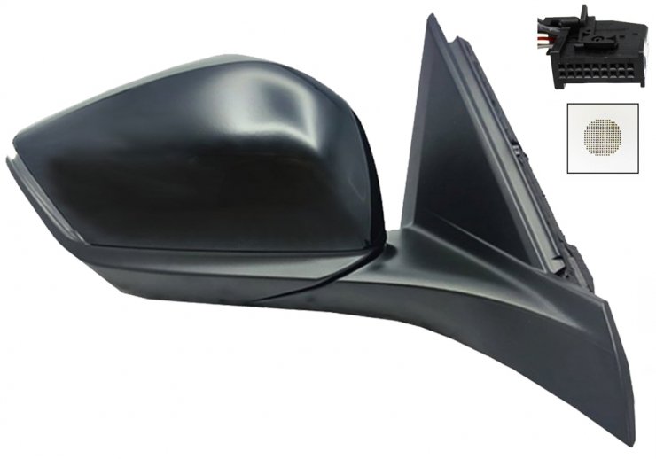 Retrovisor eléctrico derecho, convexo, térmico, abatible, con intermitente, con luz de cortesía, con side y sonda (12 pines)  pour PEUGEOT 408  pour PEUGEOT 408