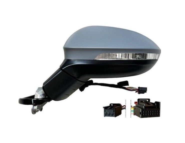 Retrovisor eléctrico izquierdo, asférico, térmico, imprimado, abatible, intermitente, luz de cortesía, memoria y side (16 pines) pour VOLKSWAGEN GOLF  pour VOLKSWAGEN GOLF