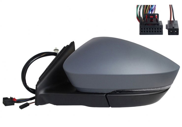 Acceder a la pieza Retrovisor eléctrico derecho, convexo, térmico, imprimado, abatible, con intermitente, cortesía, memoria, LED, side (15 pines, 2 pines)