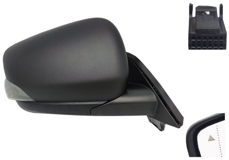 Retrovisor eléctrico derecho, asférico, térmico, con intermitente, sonda, side (10 pines)  pour NISSAN TOWNSTAR  pour NISSAN TOWNSTAR