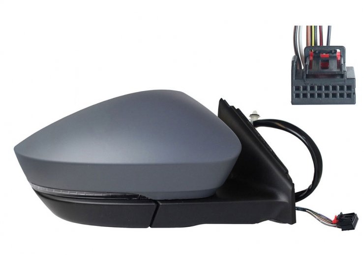 Retrovisor eléctrico derecho, convexo, térmico, imprimado, con intermitente, cortesía, LED (7 pines) SKODA-KAROQ pour SKODA KAROQ  pour SKODA KAROQ
