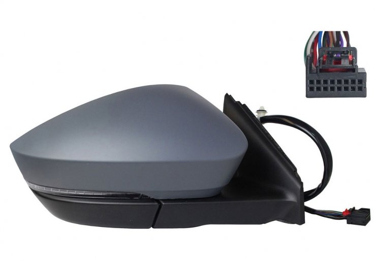 Retrovisor eléctrico derecho, convexo, térmico, imprimado, abatible, con intermitente, cortesía, memoria, LED (15 pines) SKODA-KAROQ pour SKODA KAROQ  pour SKODA KAROQ