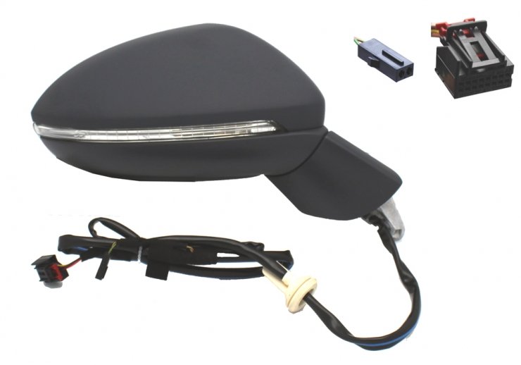 Retrovisor eléctrico derecho, convexo, térmico, imprimado, con intermitente, side (9 pines) VOLKSWAGEN-GOLF pour VOLKSWAGEN GOLF  pour VOLKSWAGEN GOLF