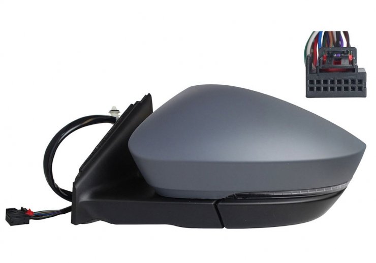 Retrovisor eléctrico izquierdo, convexo, térmico, imprimado, abatible, con intermitente, cortesía, memoria, LED (15 pines) SKODA-KAROQ pour SKODA KAROQ  pour SKODA KAROQ