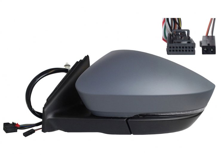 Retrovisor eléctrico izquierdo, convexo, térmico, imprimado, abatible, con intermitente, LED, side (10 pines, 2 pines) SKODA-KAROQ pour SKODA KAROQ  pour SKODA KAROQ