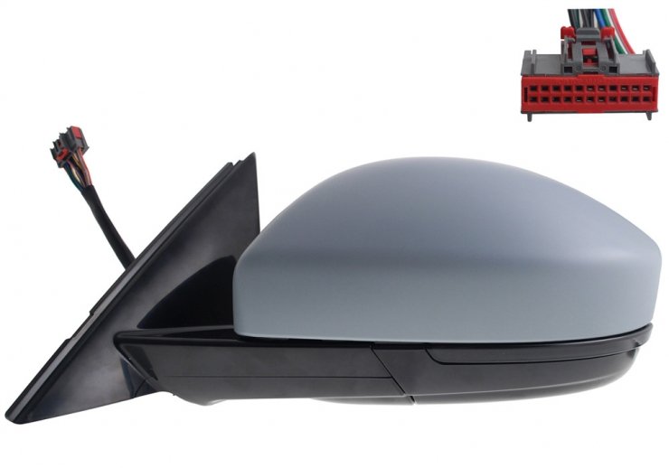 Acceder a la pieza Retrovisor eléctrico izquierdo, convexo, térmico, imprimado, con intermitente, sonda, cortesía, LED (9 pines)