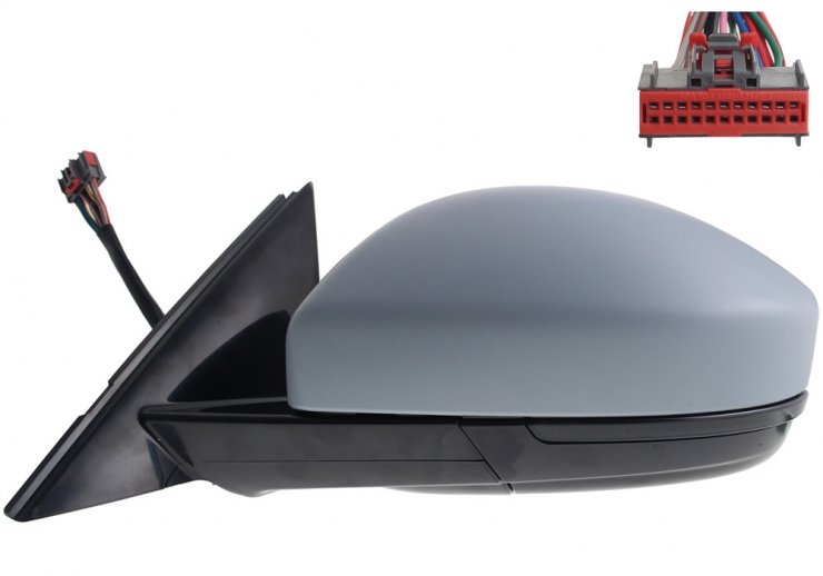 Acceder a la pieza Retrovisor eléctrico izquierdo, convexo, térmico, imprimado, abatible, con intermitente, sonda, cortesía, memoria, LED, side (18 pines)