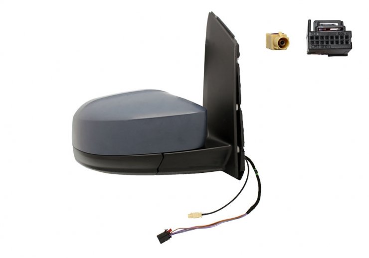 Retrovisor eléctrico derecho, convexo, térmico, imprimado, con antena (5 pines) VOLKSWAGEN-CADDY pour VOLKSWAGEN CADDY  pour VOLKSWAGEN CADDY