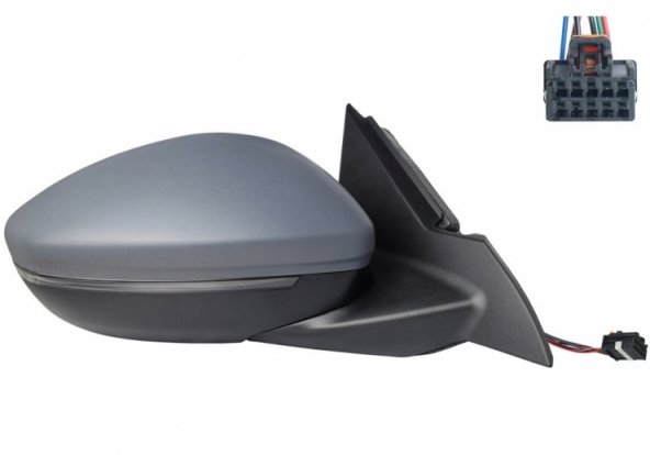 Acceder a la pieza Retrovisor eléctrico derecho, convexo, térmico, imprimado, con intermitente, sonda (2 pines - 6 pines)