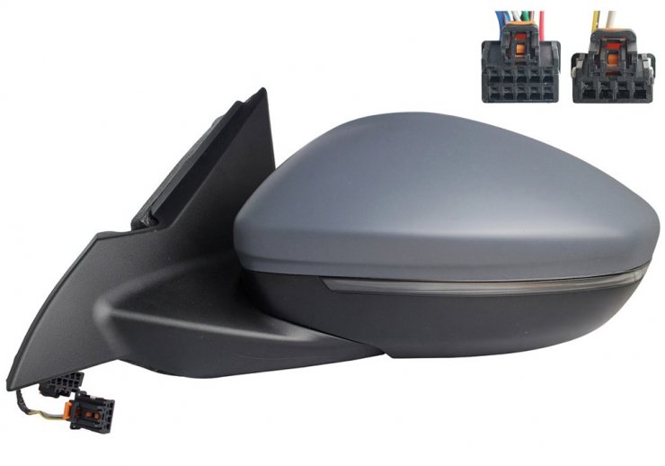 Retrovisor eléctrico izquierdo, convexo, térmico, imprimado, abatible, con intermitente, cortesía, side (2 pines - 10 pines)  pour OPEL MOKKA  pour OPEL MOKKA