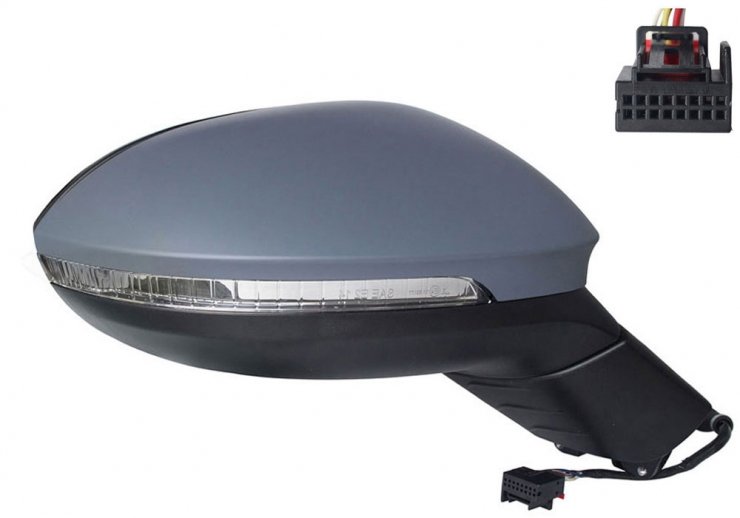 Retrovisor eléctrico derecho, convexo, térmico, imprimado, con intermitente, LED (6 pines)  pour VOLKSWAGEN ID  pour VOLKSWAGEN ID