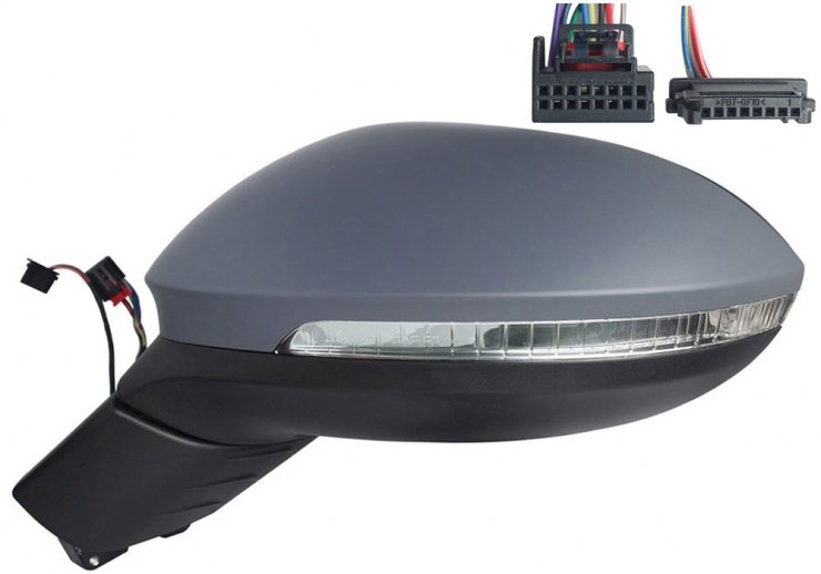 Retrovisor eléctrico izquierdo, asférico, térmico, imprimado, abatible, con intermitente, cortesía, LED, side (9 pines - 3 pines)  pour VOLKSWAGEN ID  pour VOLKSWAGEN ID