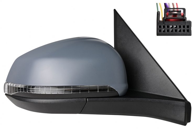 Retrovisor eléctrico derecho, convexo, térmico, imprimado, abatible, con intermitente, cortesía (9 pines) ACCESSOIRES CAMION-GUARDABARROS, SOPORTES, CALZOS pour VOLKSWAGEN MULTIVAN  pour VOLKSWAGEN MULTIVAN
