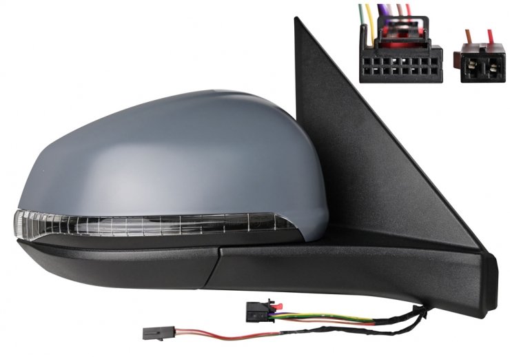 Retrovisor eléctrico derecho, convexo, térmico, imprimado, abatible, con intermitente, cortesía, side (11 pines) ACCESSOIRES CAMION-GUARDABARROS, SOPORTES, CALZOS pour VOLKSWAGEN MULTIVAN  pour VOLKSWAGEN MULTIVAN