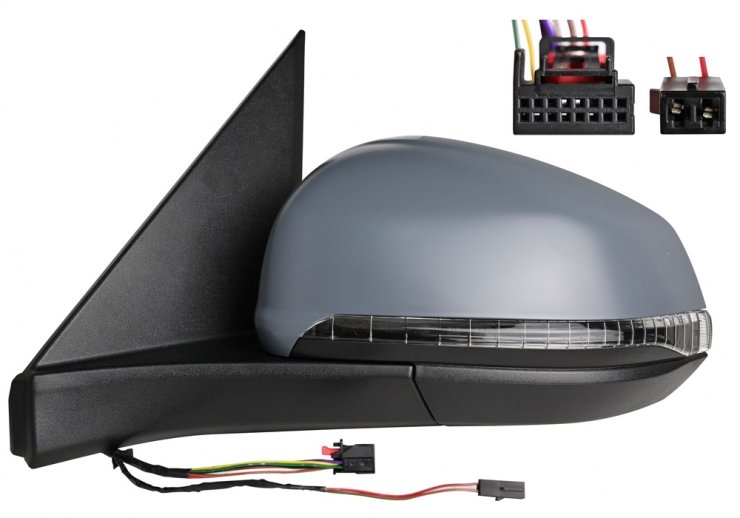 Retrovisor eléctrico izquierdo, convexo, térmico, imprimado, abatible, con intermitente, cortesía, side (11 pines) ACCESSOIRES CAMION-GUARDABARROS, SOPORTES, CALZOS pour VOLKSWAGEN MULTIVAN  pour VOLKSWAGEN MULTIVAN