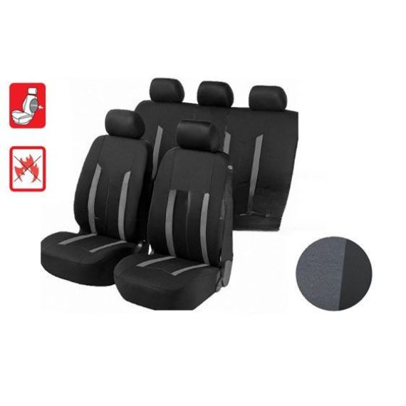 Acceder a la pieza Fundas asiento 11 piezas tolouse negro/gris