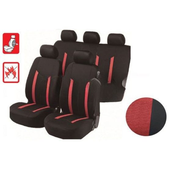 Acceder a la pieza Fundas asiento 11 piezas toulouse negro/rojo