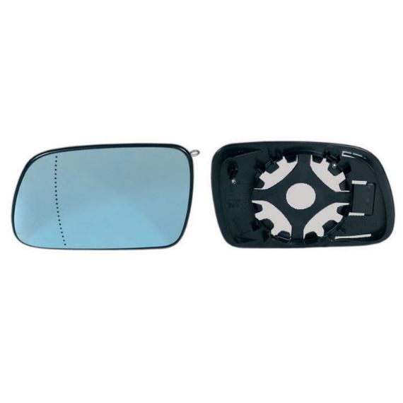 Cristal + soporte retrovisor izquierdo, asférico, azul