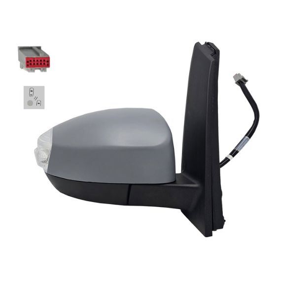 Acceder a la pieza Retrovisor eléctrico derecho, convexo, térmico, imprimado, abatible, con intermitente, cortesía, side (10 pines)